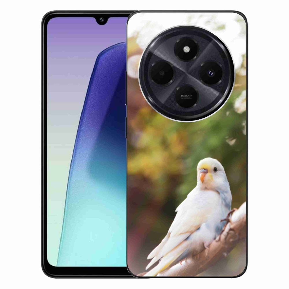 Gelový kryt mmCase na Xiaomi Redmi 14C/Poco C75 - papoušek andulka bílá