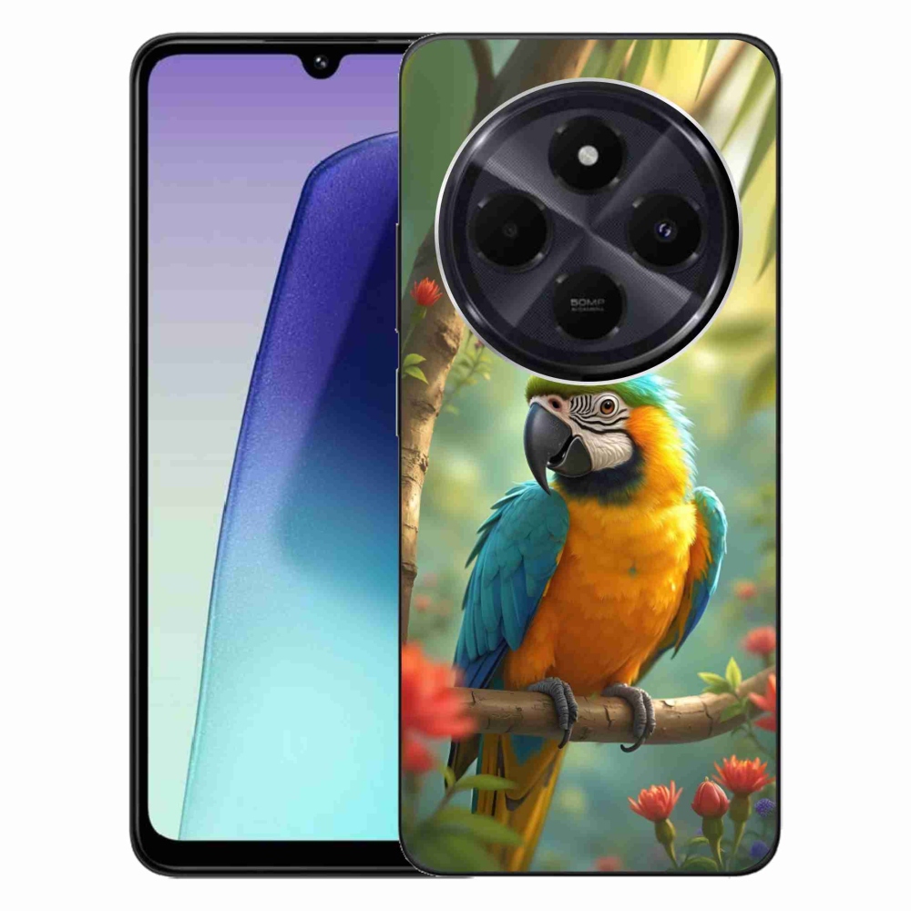 Gelový kryt mmCase na Xiaomi Redmi 14C/Poco C75 - papoušek ara modrožlutá