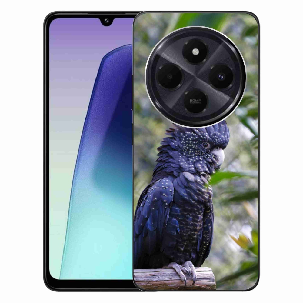 Gelový kryt mmCase na Xiaomi Redmi 14C/Poco C75 - papoušek kakadu černý