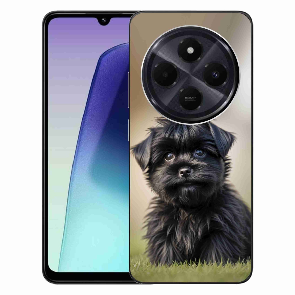 Gelový kryt mmCase na Xiaomi Redmi 14C/Poco C75 - roztomilý černý pejsek