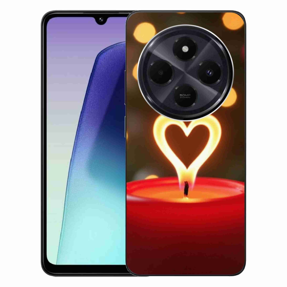 Gelový kryt mmCase na Xiaomi Redmi 14C/Poco C75 - srdce z plamene