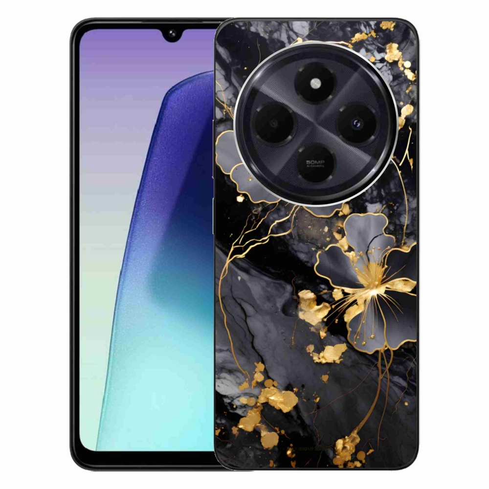 Gelový kryt mmCase na Xiaomi Redmi 14C/Poco C75 - zlaté květy