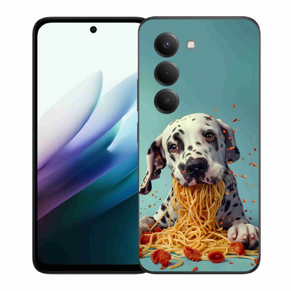 Gelový kryt mmCase na Xiaomi Redmi 15 4G/5G 171 mm - dalmatin a špagety