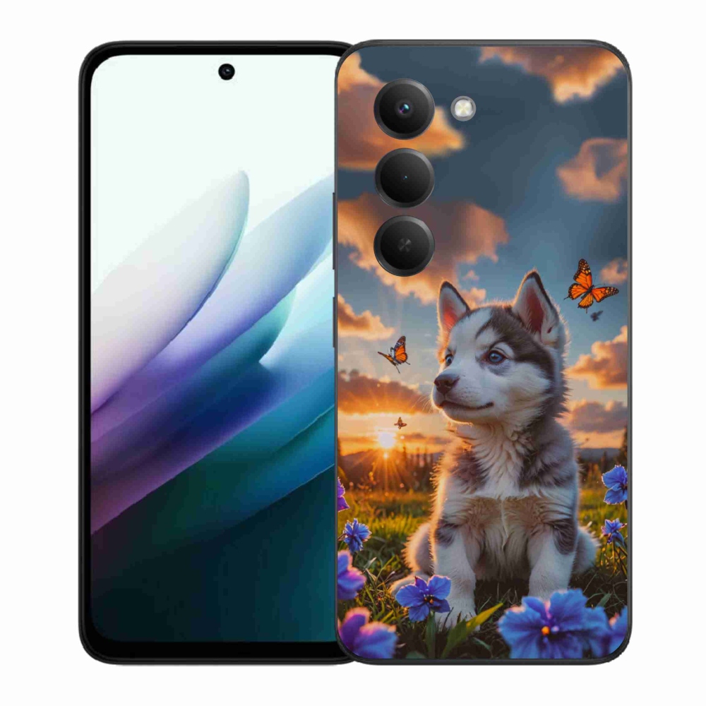 Gelový kryt mmCase na Xiaomi Redmi 15 4G/5G 171 mm - husky při západu slunce