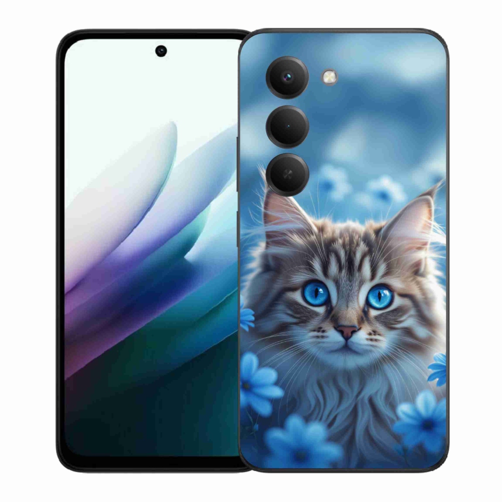 Gelový kryt mmCase na Xiaomi Redmi 15 4G/5G 171 mm - koťátko v modrých květech