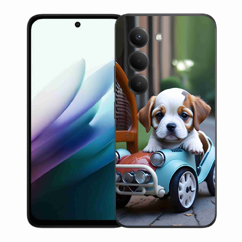 Gelový kryt mmCase na Xiaomi Redmi 15 4G/5G 171 mm - štěně v retro autě