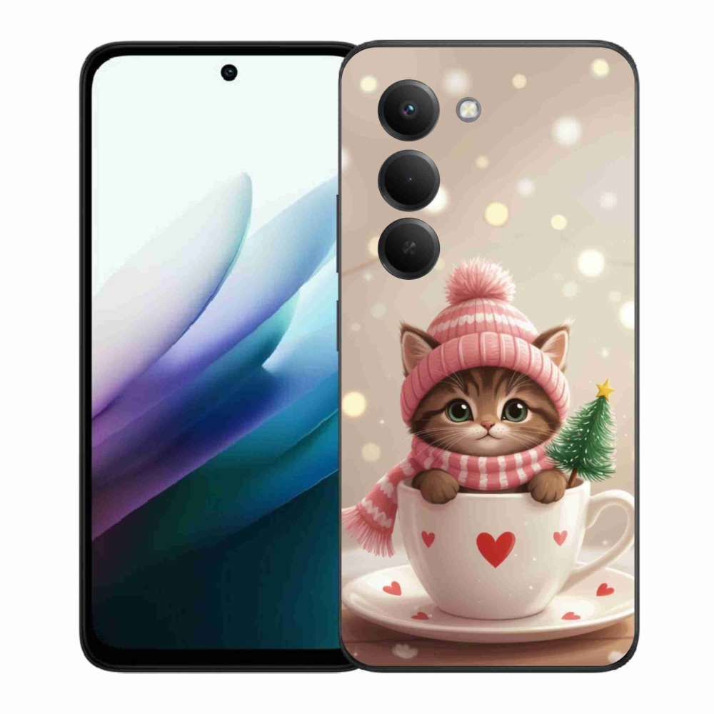 Gelový kryt mmCase na Xiaomi Redmi 15 4G/5G 171 mm - vánoční kotě v hrnku