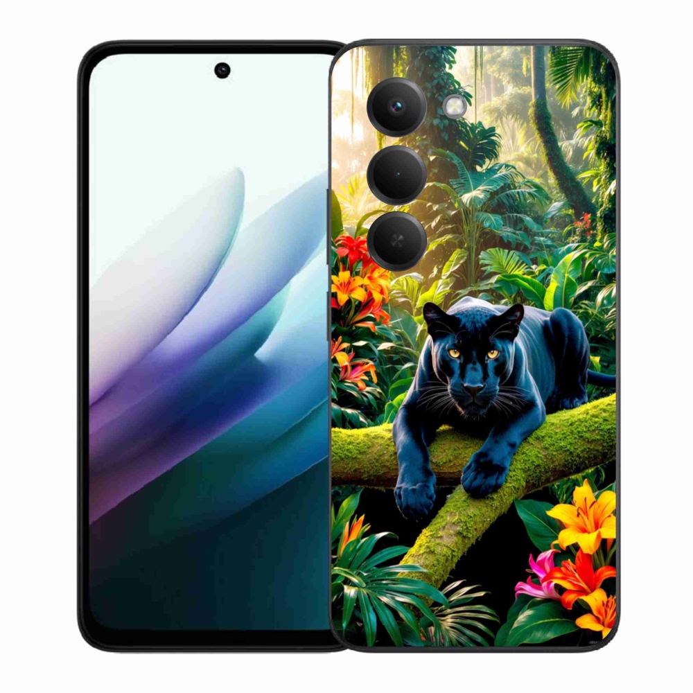 Gelový kryt mmCase na Xiaomi Redmi 15 4G/5G 171mm - černý panter v džungli