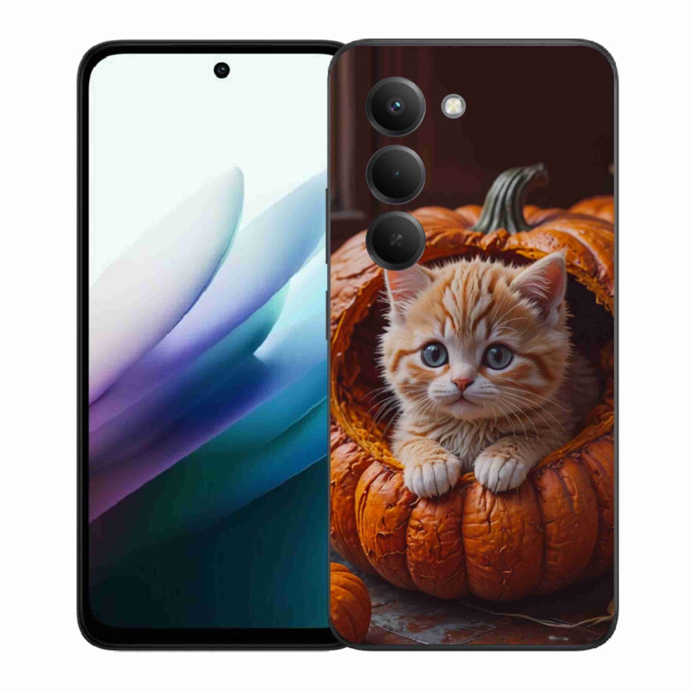 Gelový kryt mmCase na Xiaomi Redmi 15 4G/5G 171mm - kotě a dýně 2