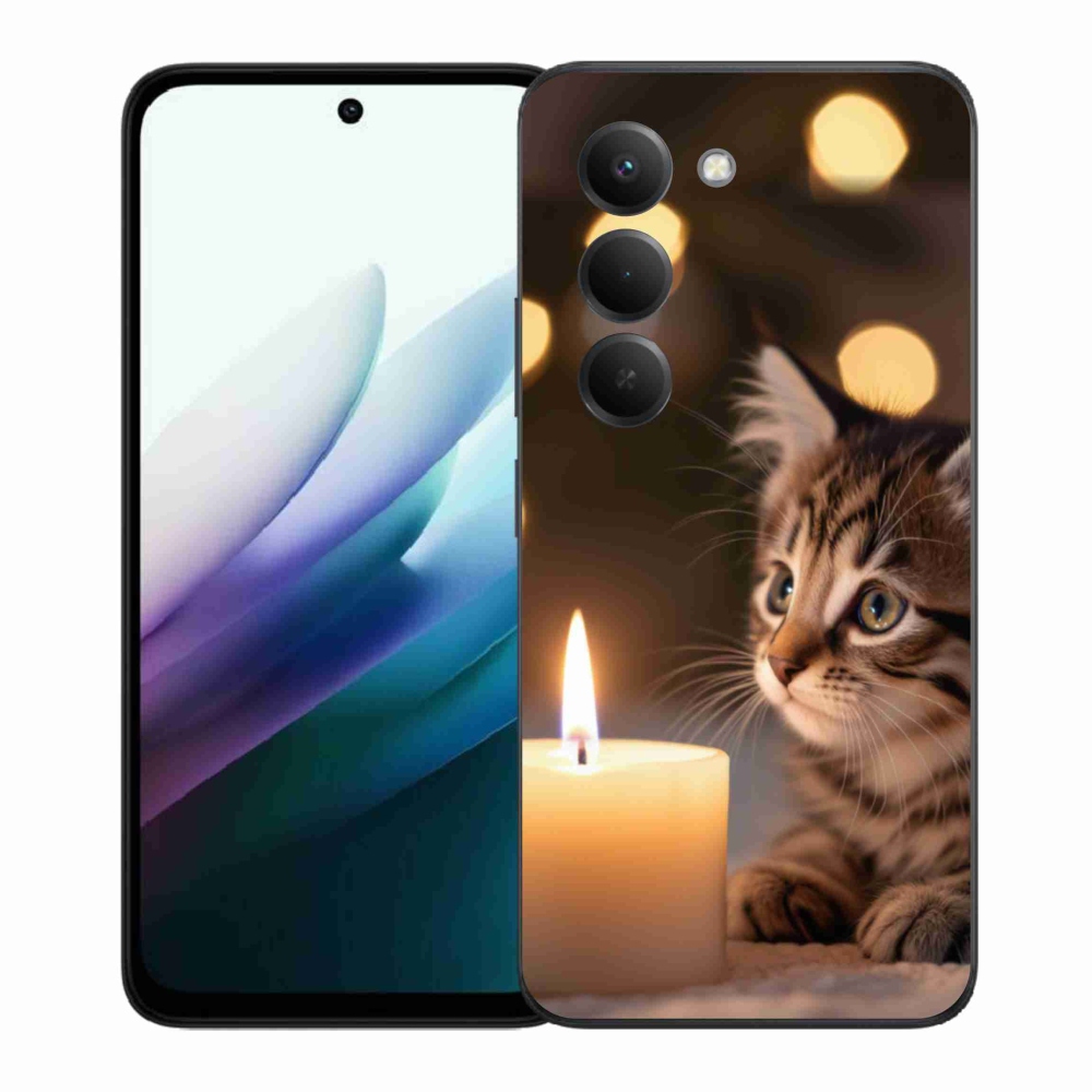 Gelový kryt mmCase na Xiaomi Redmi 15 4G/5G 171mm - kotě a svíčka