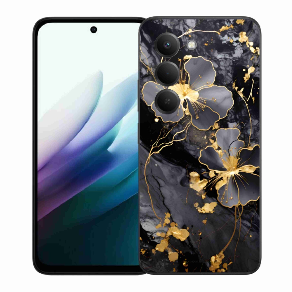 Gelový kryt mmCase na Xiaomi Redmi 15 4G/5G 171mm - zlaté květy