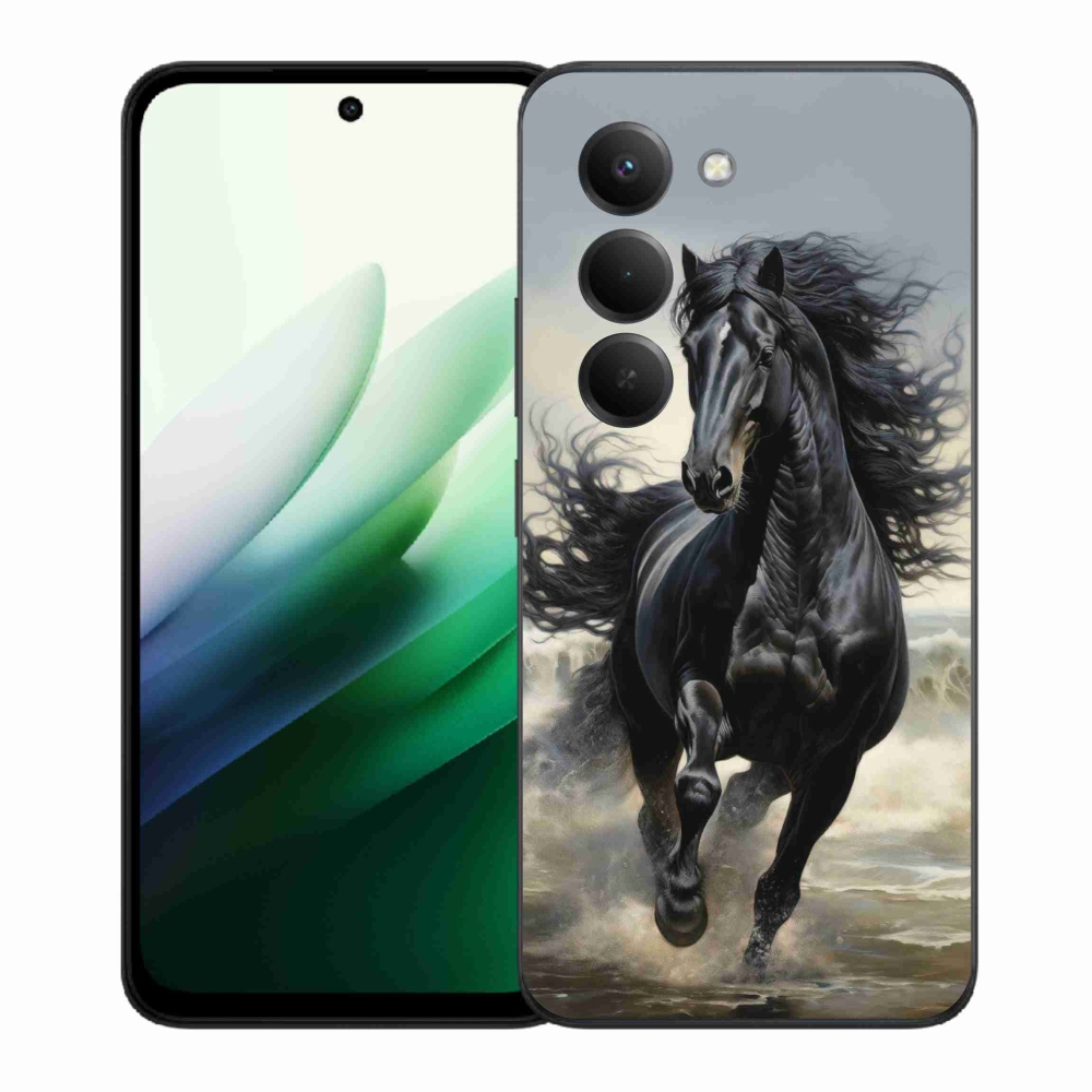 Gelový kryt mmCase na Xiaomi Redmi 15 5G 169mm - běžící černý kůň