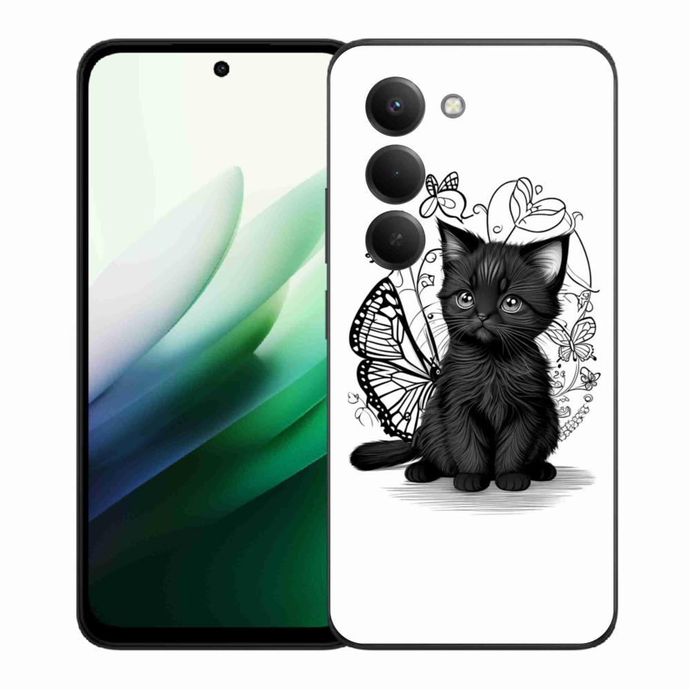 Gelový kryt mmCase na Xiaomi Redmi 15 5G (169mm) - černé kotě