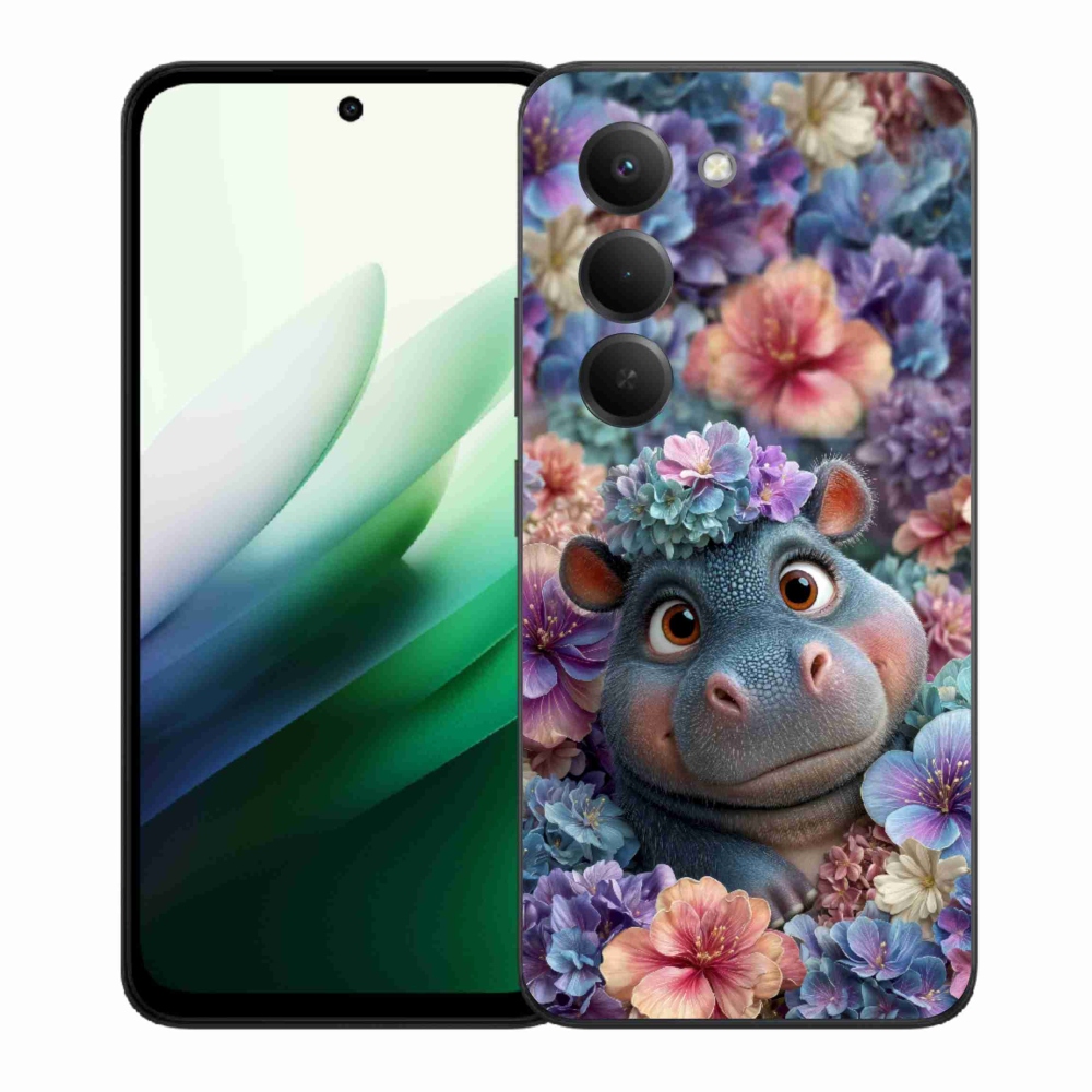 Gelový kryt mmCase na Xiaomi Redmi 15 5G 169mm - hrošík v květinách