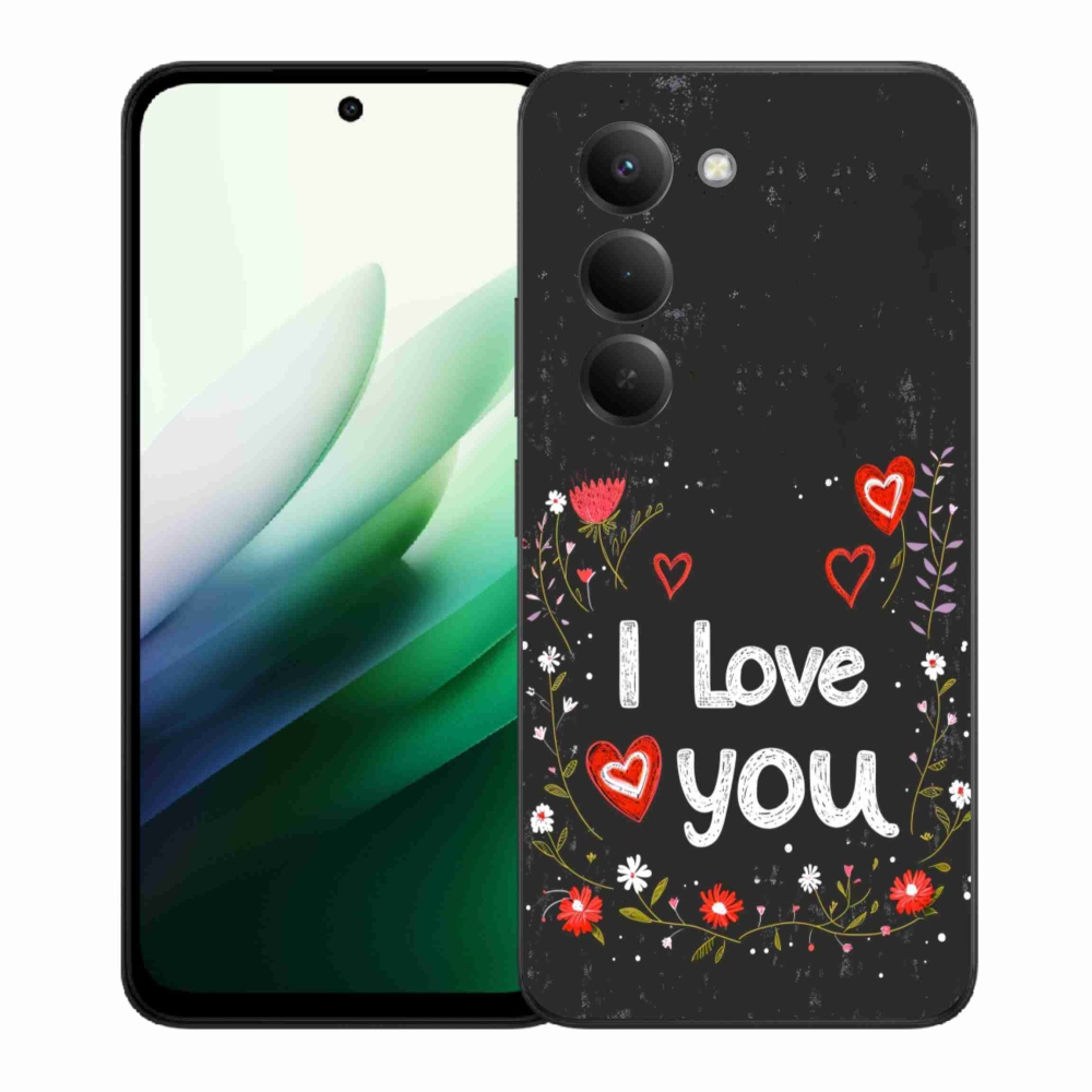 Gelový kryt mmCase na Xiaomi Redmi 15 5G (169mm) - I love you černé pozadí