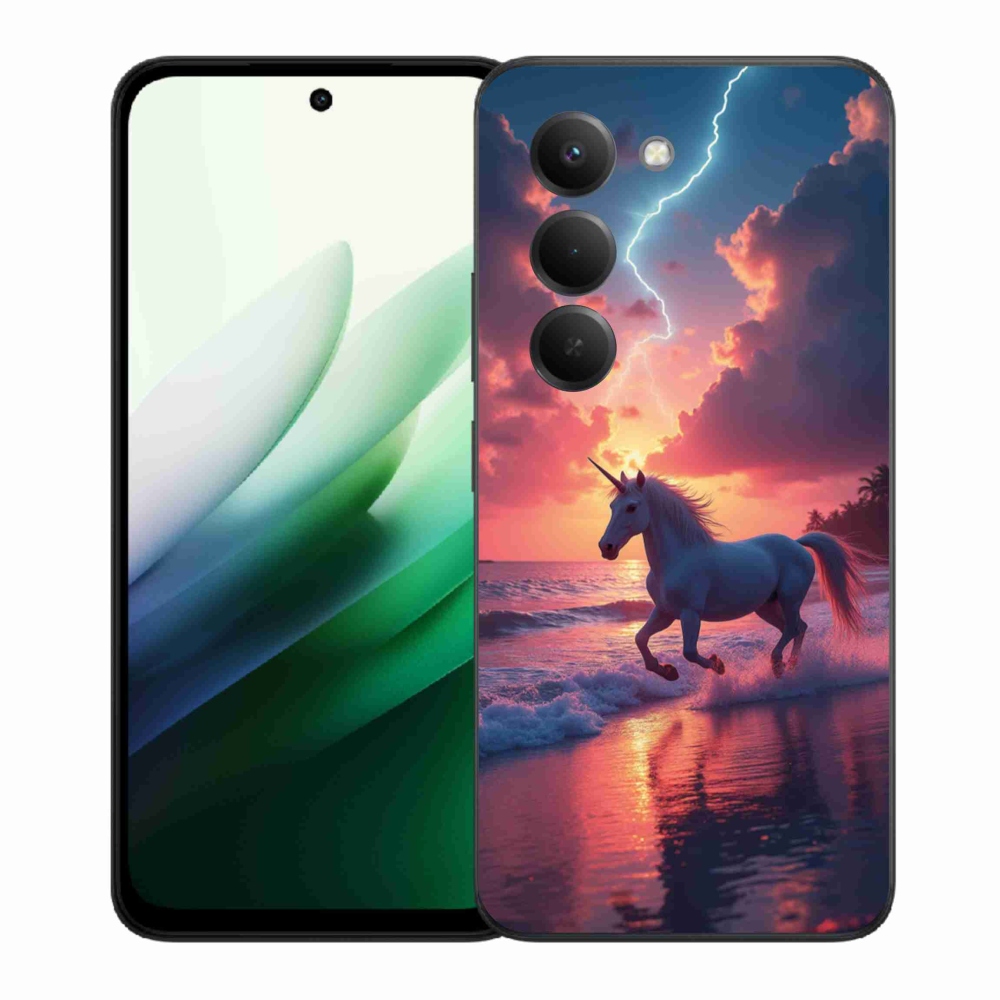 Gelový kryt mmCase na Xiaomi Redmi 15 5G (169mm) - jednorožec na pláži