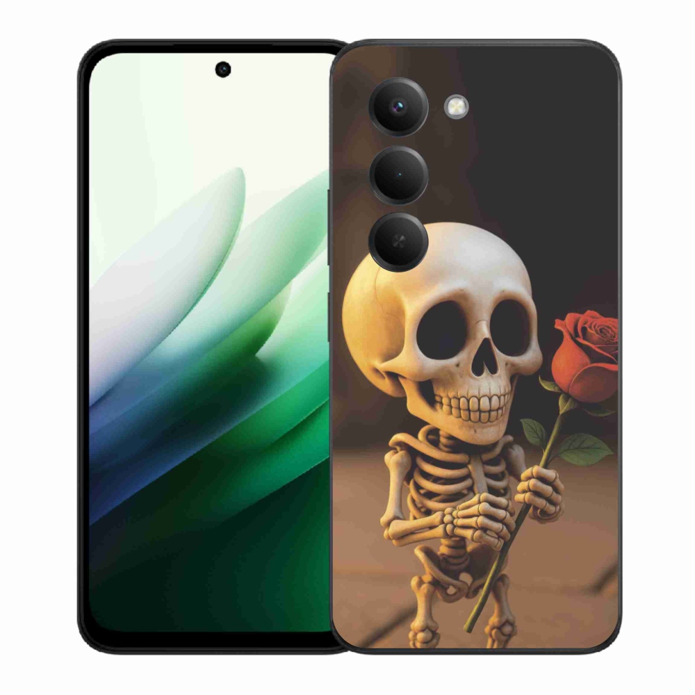 Gelový kryt mmCase na Xiaomi Redmi 15 5G (169mm) - kostlivec s růží