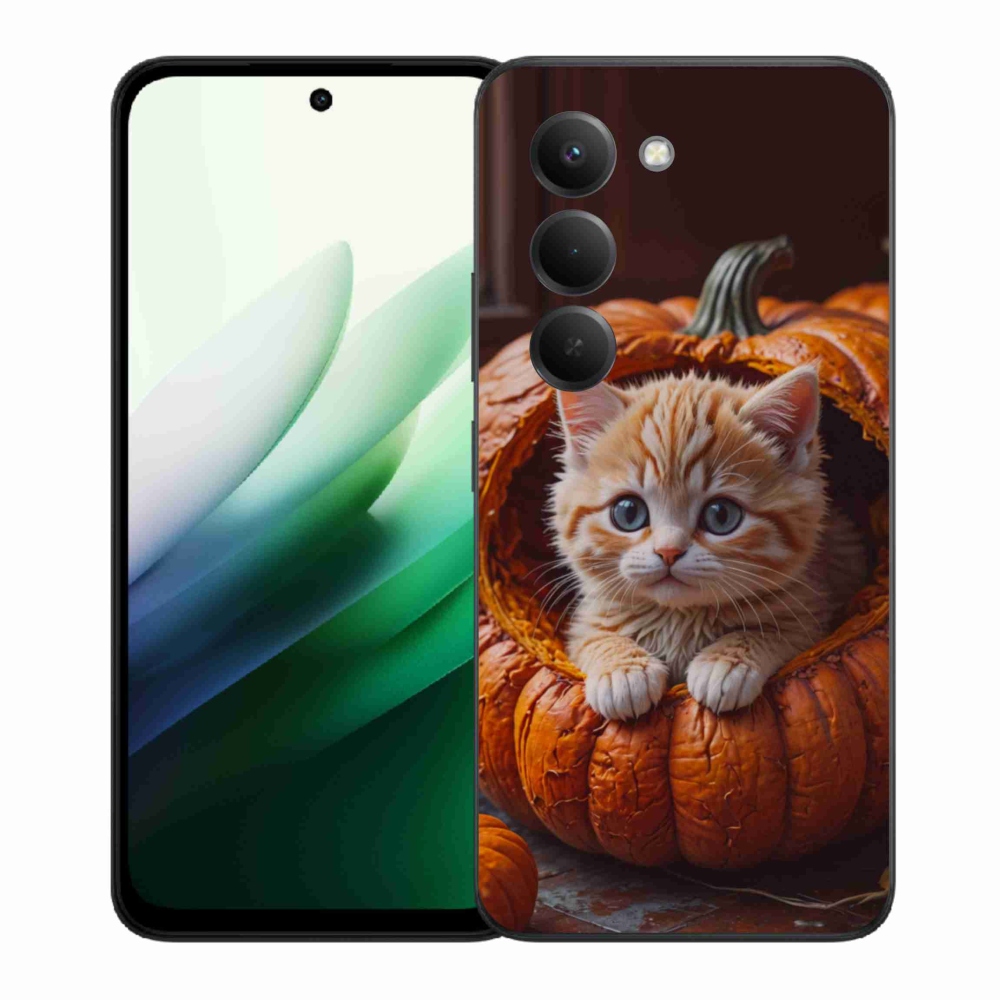 Gelový kryt mmCase na Xiaomi Redmi 15 5G (169mm) - kotě a dýně 2