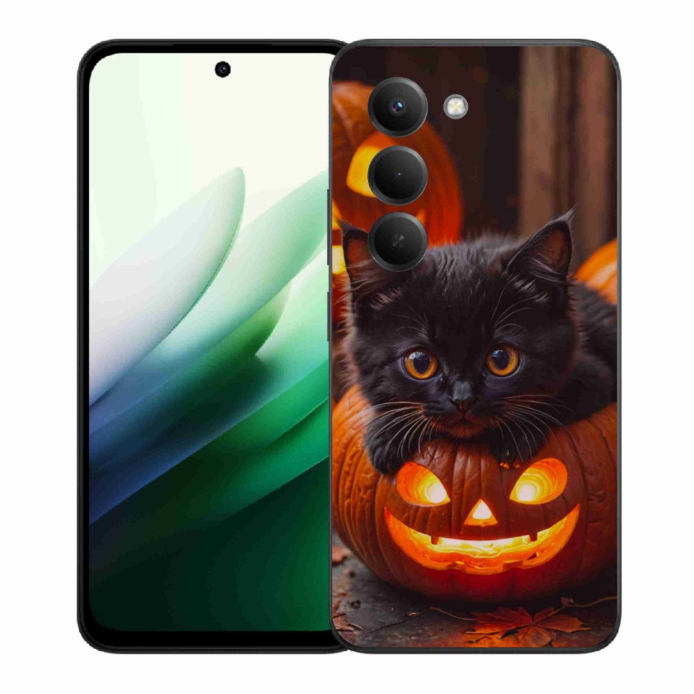 Gelový kryt mmCase na Xiaomi Redmi 15 5G (169mm) - kotě a dýně