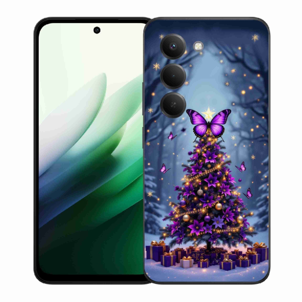 Gelový kryt mmCase na Xiaomi Redmi 15 5G 169mm - motýlí vánoční stromek