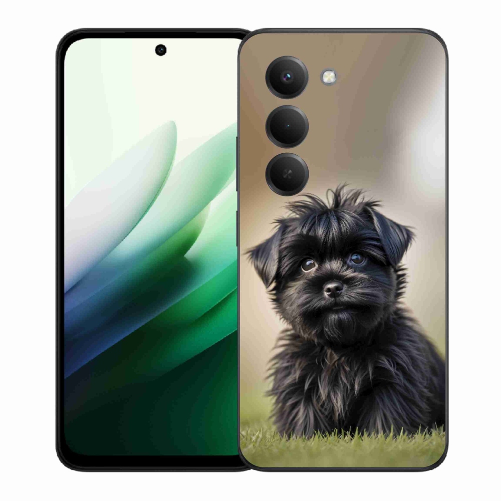 Gelový kryt mmCase na Xiaomi Redmi 15 5G 169mm - roztomilý černý pejsek