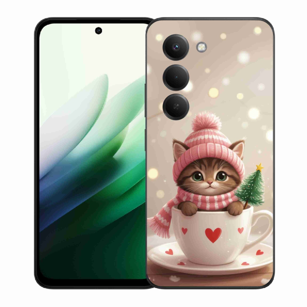 Gelový kryt mmCase na Xiaomi Redmi 15 5G 169mm - vánoční kotě v hrnku