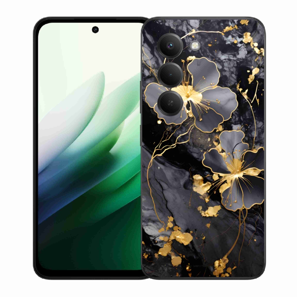 Gelový kryt mmCase na Xiaomi Redmi 15 5G (169mm) - zlaté květy