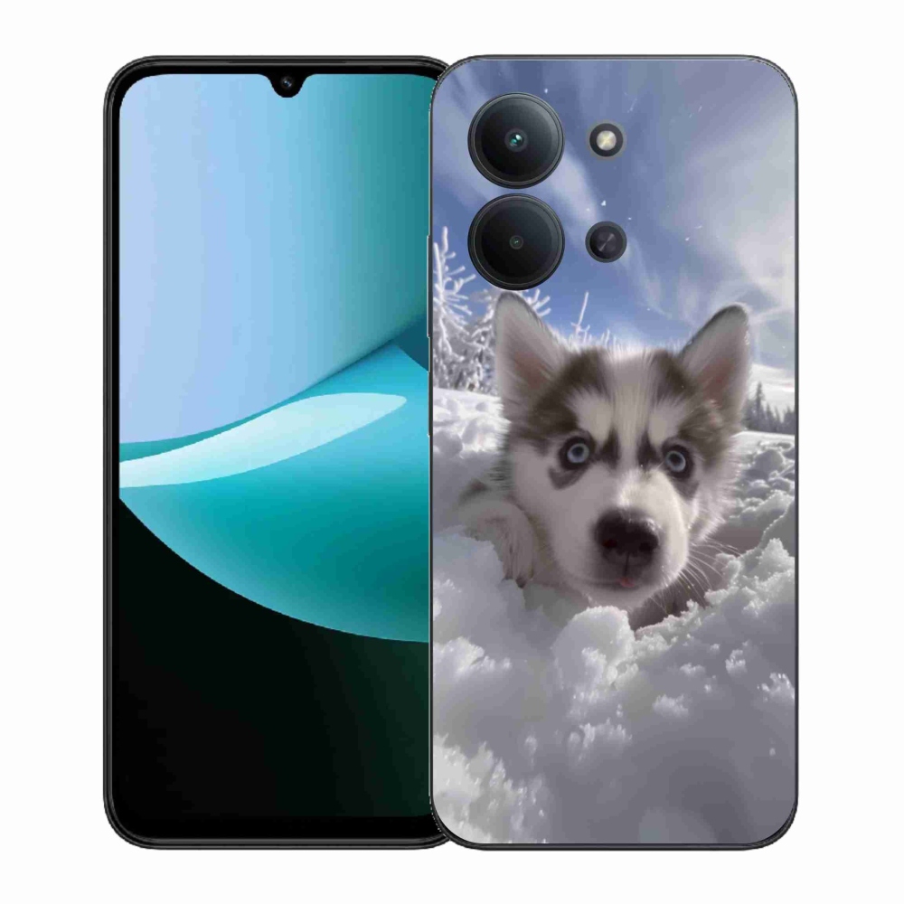 Gelový kryt mmCase na Xiaomi Redmi 15C (171mm) / Poco C85 4G (171mm) - husky ve sněhu