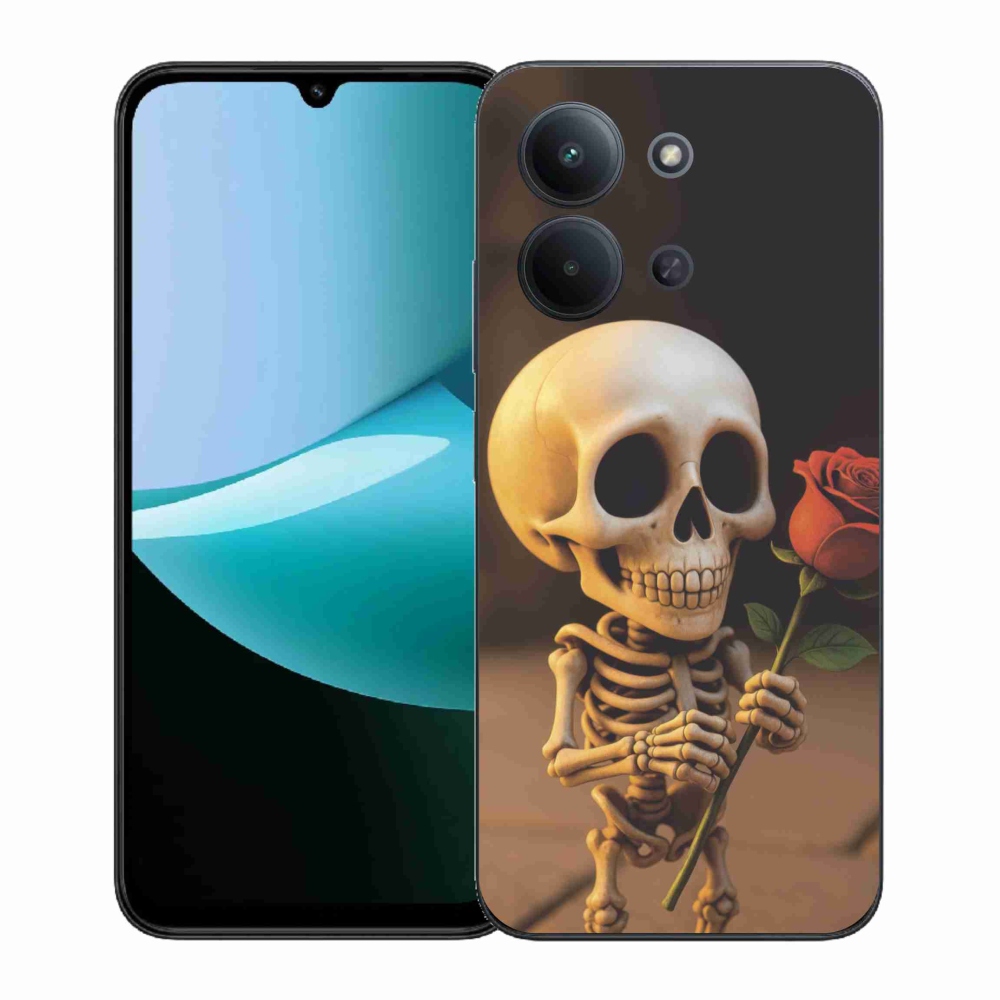 Gelový kryt mmCase na Xiaomi Redmi 15C (171mm) / Poco C85 4G (171mm) - kostlivec s růží