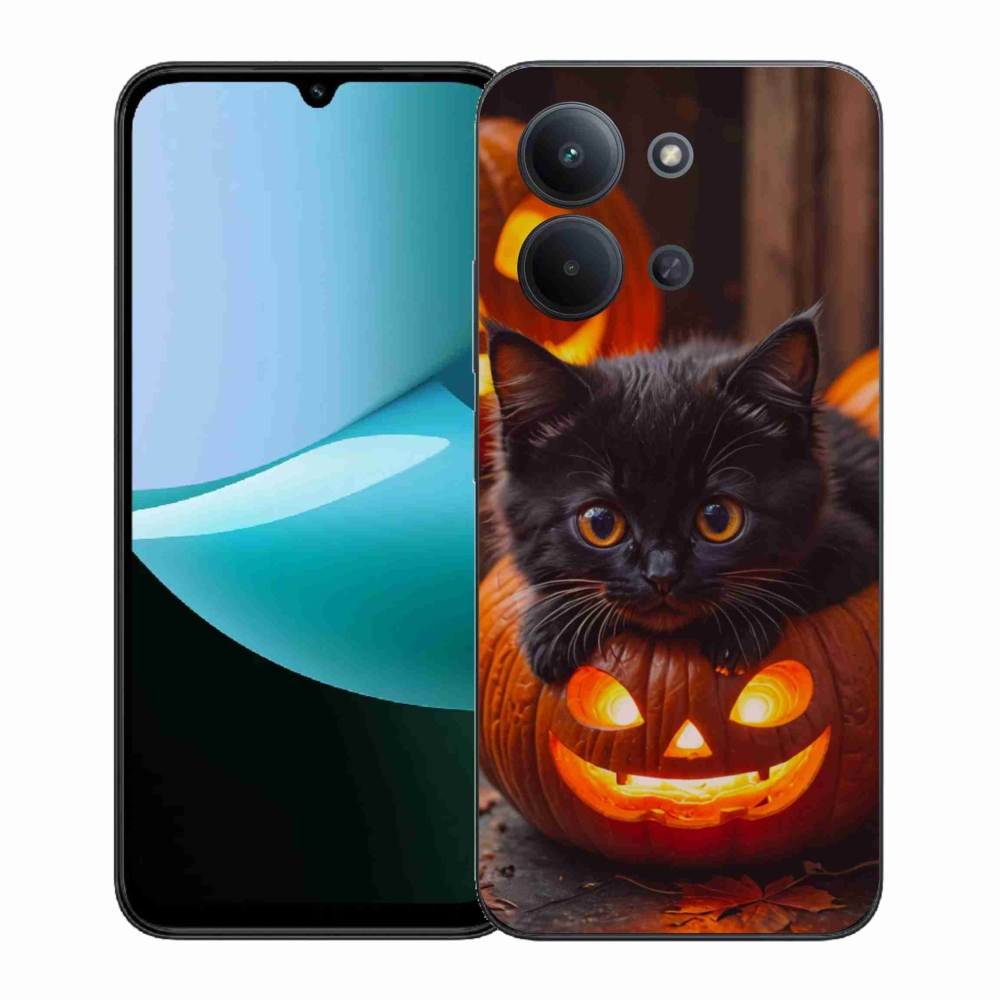 Gelový kryt mmCase na Xiaomi Redmi 15C (171mm) / Poco C85 4G (171mm) - kotě a dýně