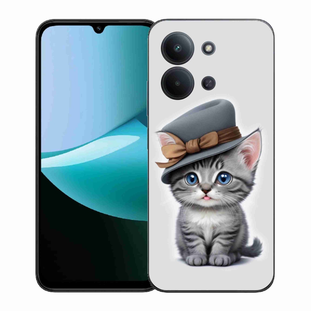 Gelový kryt mmCase na Xiaomi Redmi 15C (171mm) / Poco C85 4G (171mm) - kotě s kloboukem