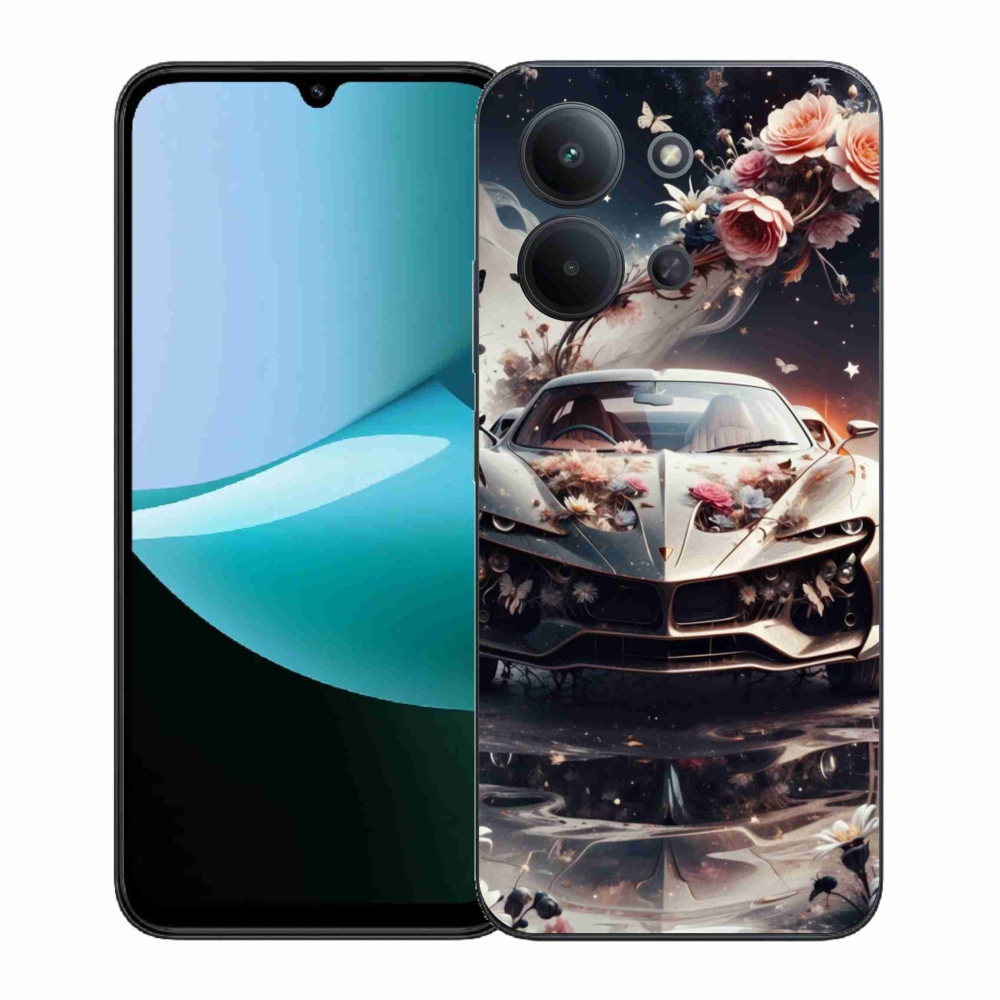 Gelový kryt mmCase na Xiaomi Redmi 15C (171mm) / Poco C85 4G (171mm) - květinový sportovní vůz