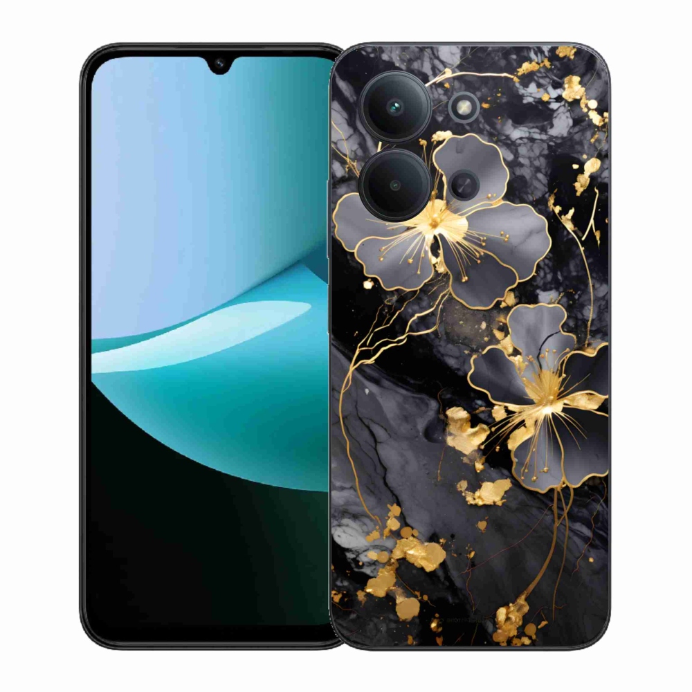 Gelový kryt mmCase na Xiaomi Redmi 15C (171mm) / Poco C85 4G (171mm) - zlaté květy