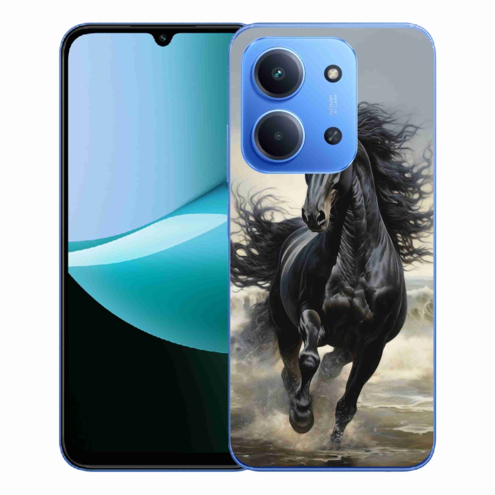 Gelový kryt mmCase na Xiaomi Redmi 15C 173mm - běžící černý kůň