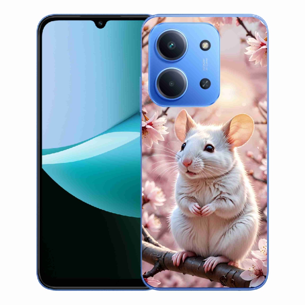 Gelový kryt mmCase na Xiaomi Redmi 15C 173mm - bílá myš na větvi