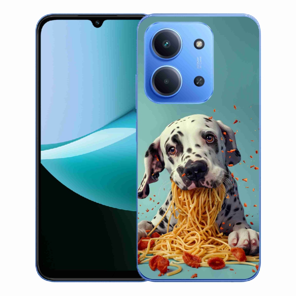 Gelový kryt mmCase na Xiaomi Redmi 15C 173mm - dalmatin a špagety