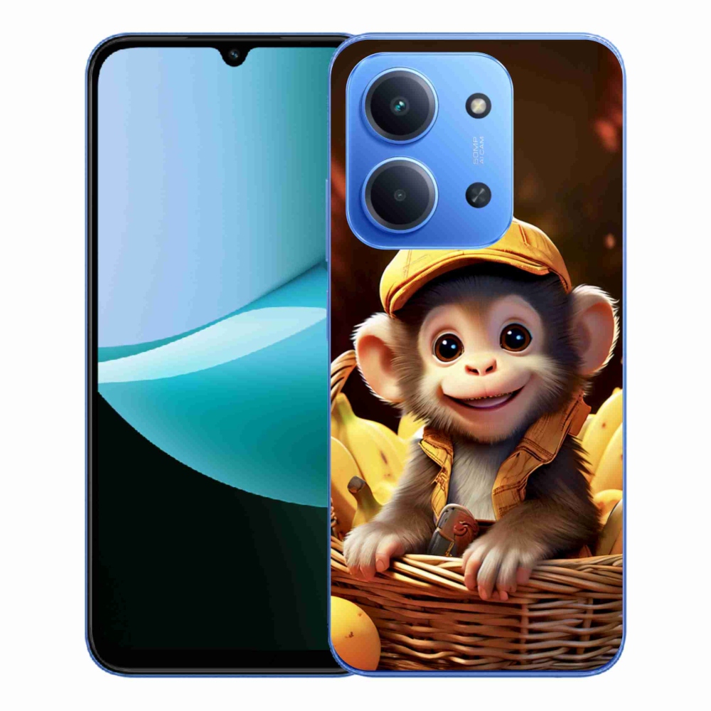 Gelový kryt mmCase na Xiaomi Redmi 15C 173mm - opice v košíku