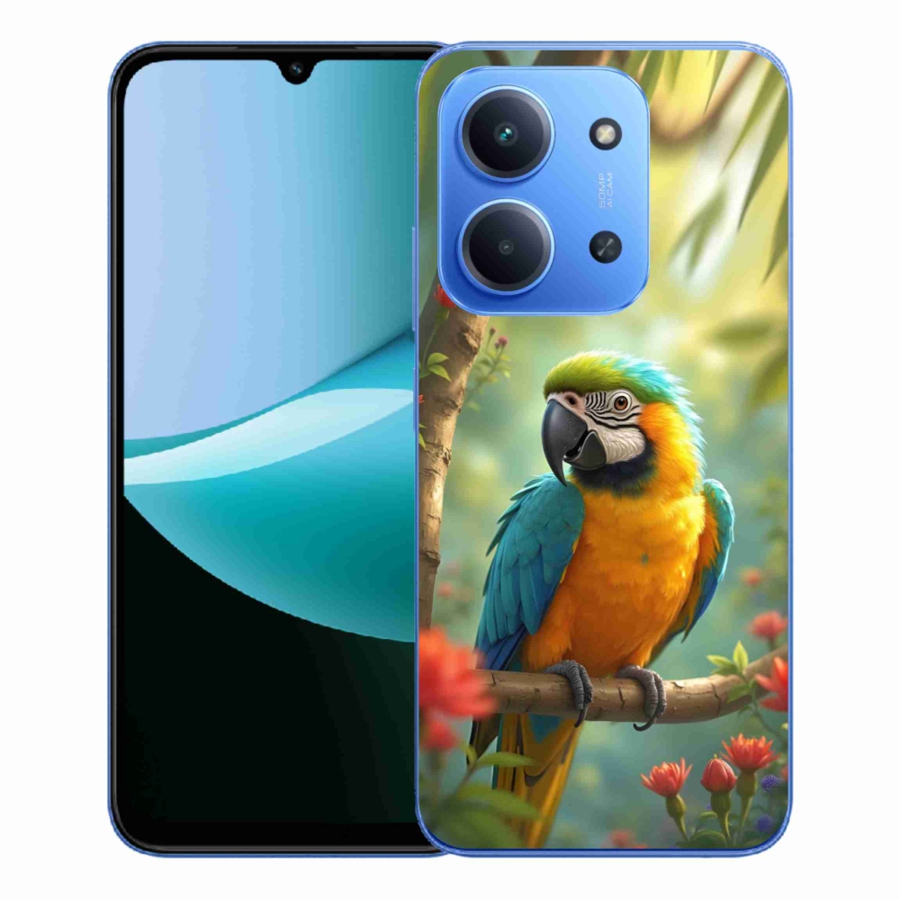 Gelový kryt mmCase na Xiaomi Redmi 15C 173mm - papoušek ara modrožlutá