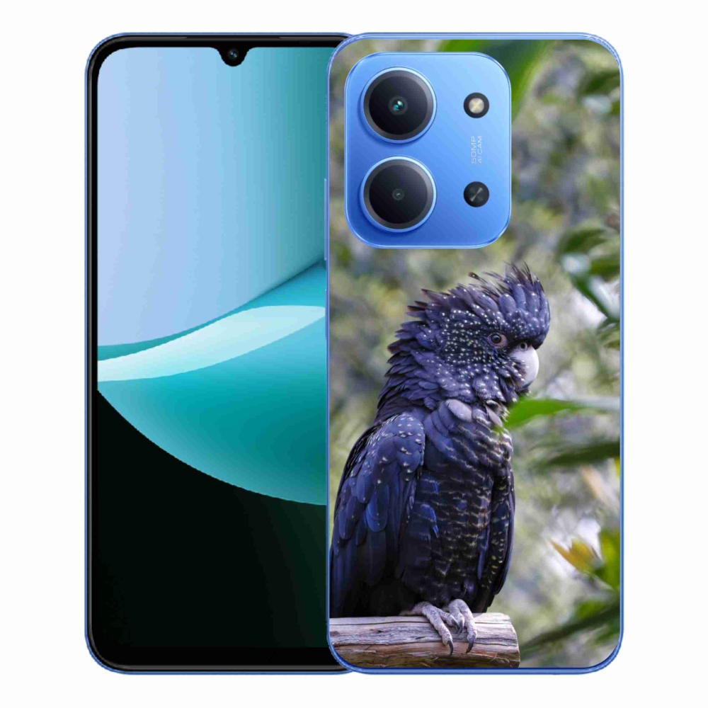 Gelový kryt mmCase na Xiaomi Redmi 15C 173mm - papoušek kakadu černý