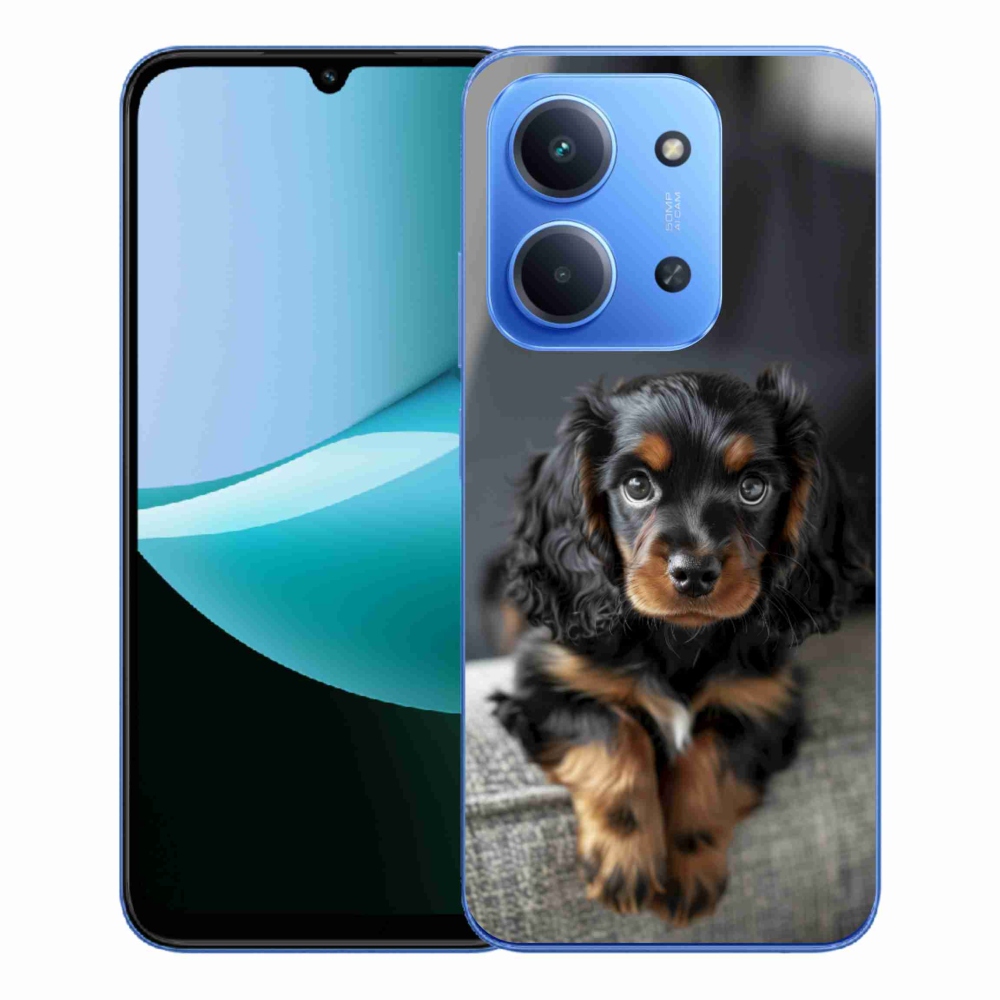 Gelový kryt mmCase na Xiaomi Redmi 15C 173mm - roztomilý dlouhosrstý jezevčík