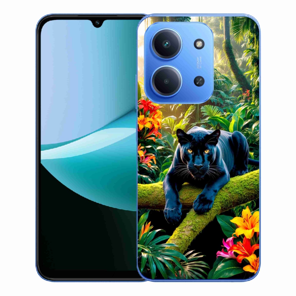 Gelový kryt mmCase na Xiaomi Redmi 15C 4G/5G (173mm) - černý panter v džungli