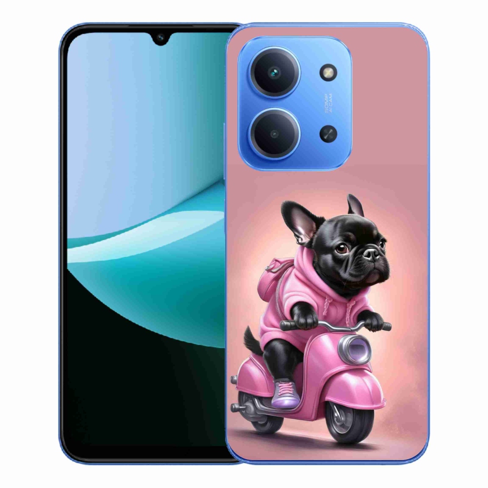 Gelový kryt mmCase na Xiaomi Redmi 15C 4G/5G (173mm) - francouzský buldoček na skútru