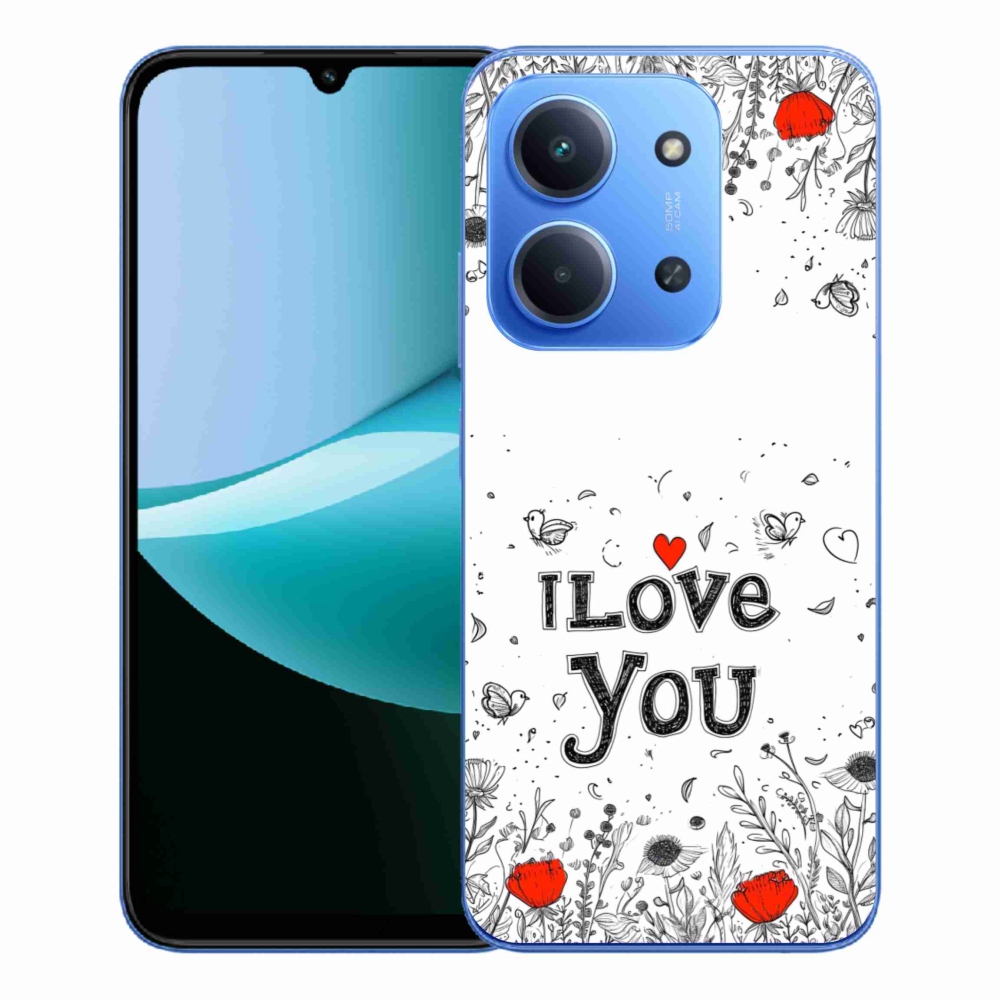 Gelový kryt mmCase na Xiaomi Redmi 15C 4G/5G (173mm) - I love you bílé pozadí