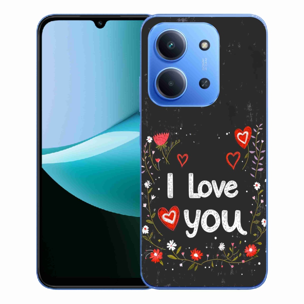 Gelový kryt mmCase na Xiaomi Redmi 15C 4G/5G (173mm) - I love you černé pozadí