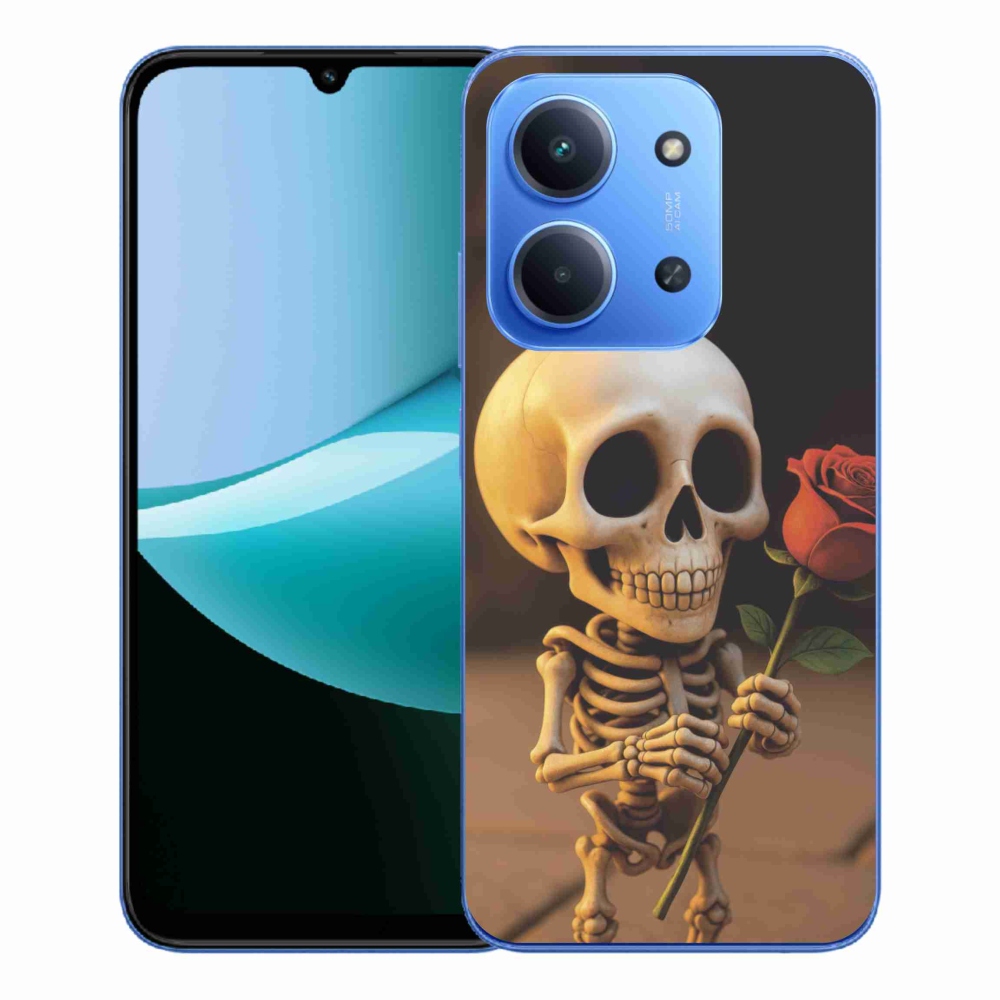 Gelový kryt mmCase na Xiaomi Redmi 15C 4G/5G (173mm) - kostlivec s růží