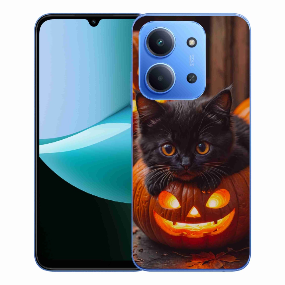 Gelový kryt mmCase na Xiaomi Redmi 15C 4G/5G (173mm) - kotě a dýně