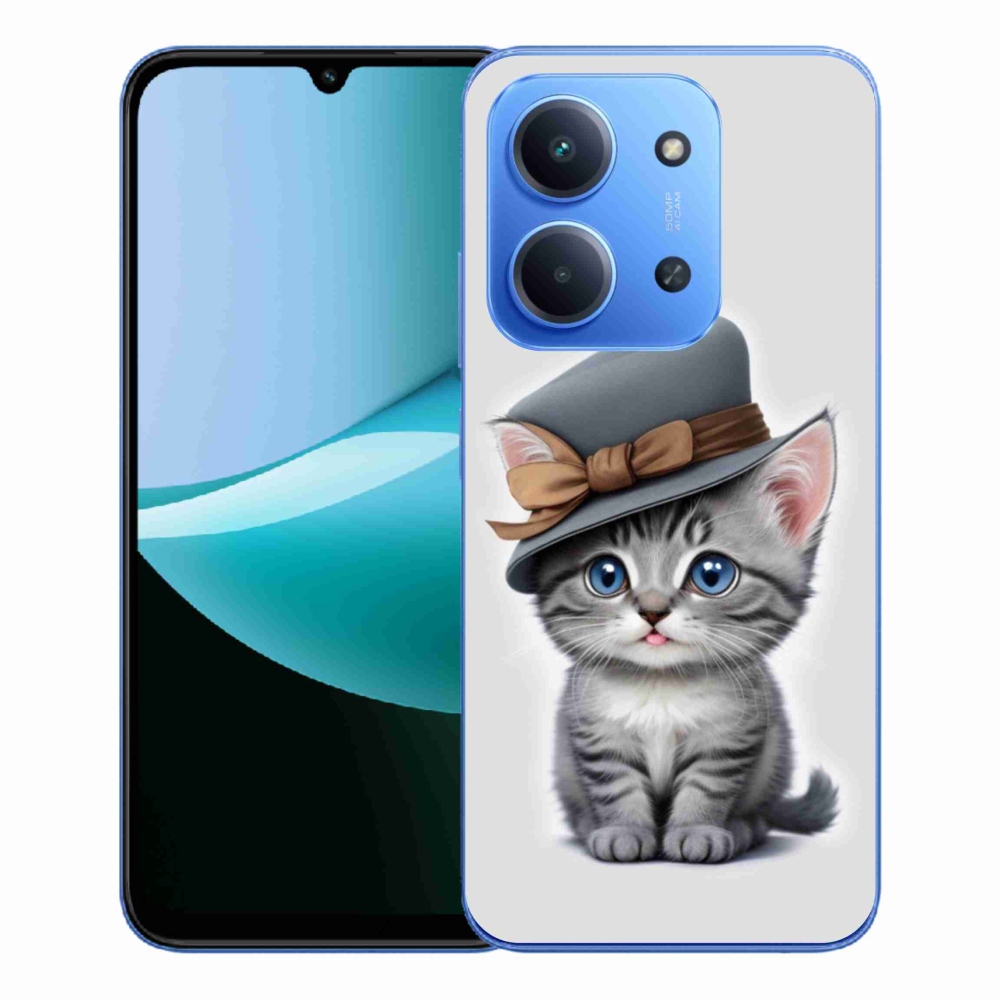 Gelový kryt mmCase na Xiaomi Redmi 15C 4G/5G (173mm) - kotě s kloboukem