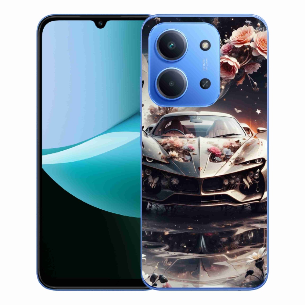 Gelový kryt mmCase na Xiaomi Redmi 15C 4G/5G (173mm) - květinový sportovní vůz