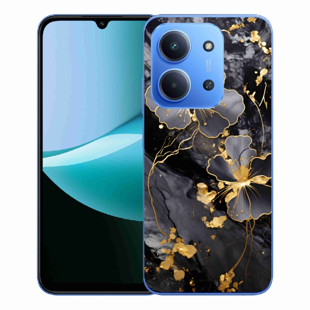 Gelový kryt mmCase na Xiaomi Redmi 15C 4G/5G (173mm) - zlaté květy