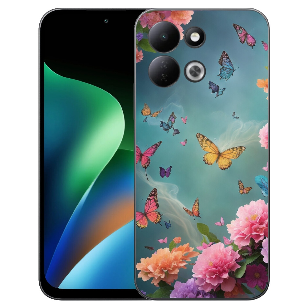 Gelový kryt mmCase na Xiaomi Redmi 17 4G/5G - barevné květy a motýli